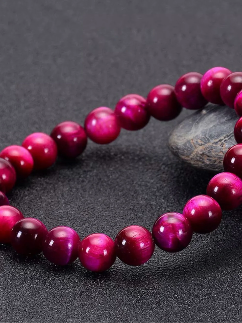 10mm Pink Tiger Eye Beaded Stretch Bracelet - Women Jewelry
